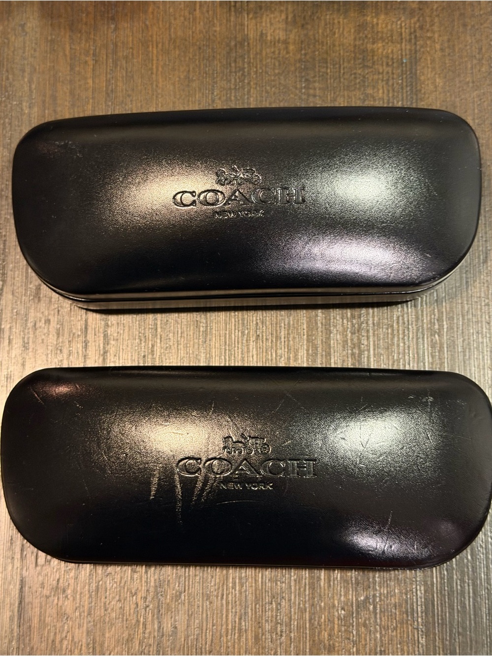 Lot of 2 Coach New York Black Hard Clamshell Eyeglass Sunglasses Cases